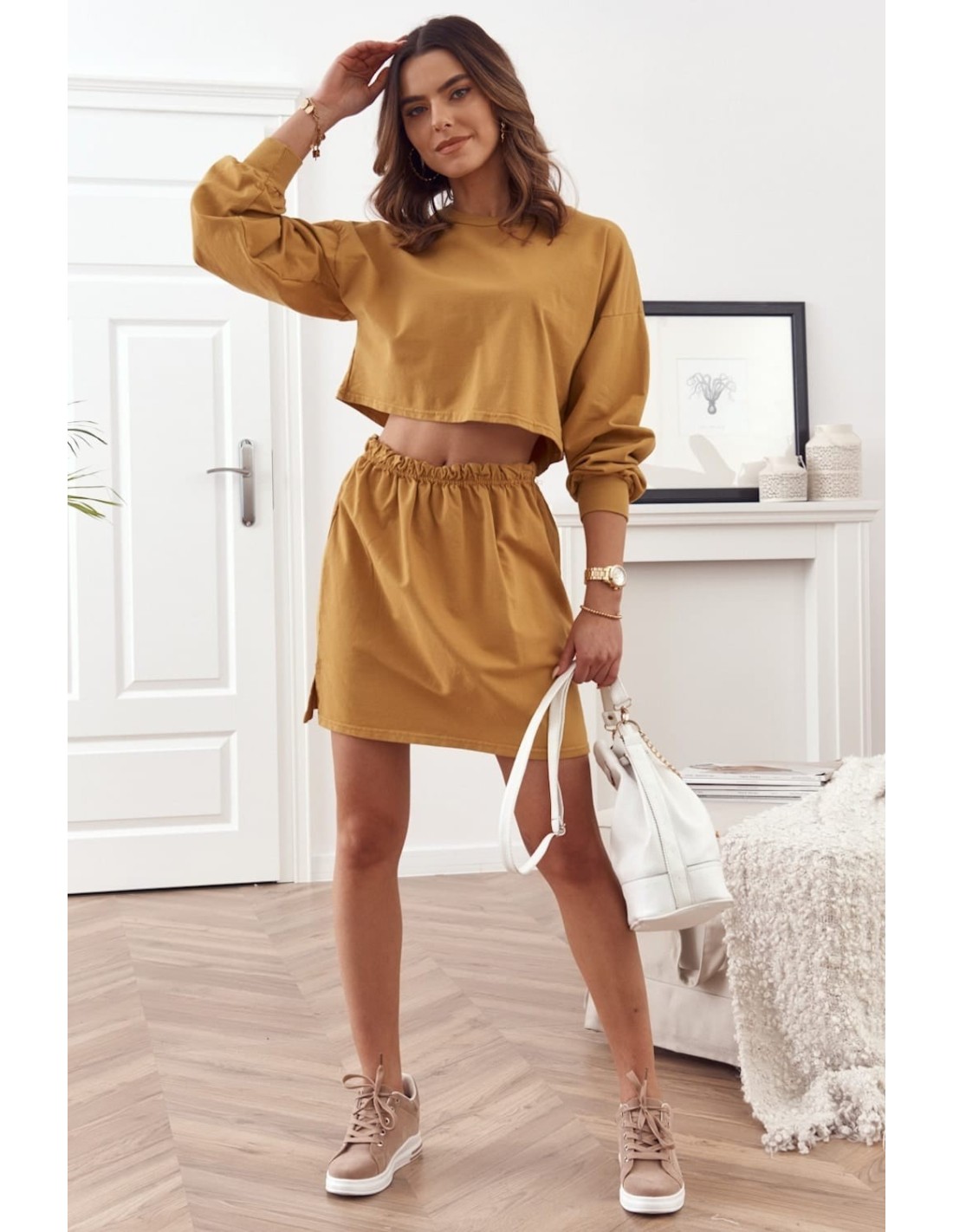 Mustard sweatshirt and skirt set 0523 - Online store - Boutique